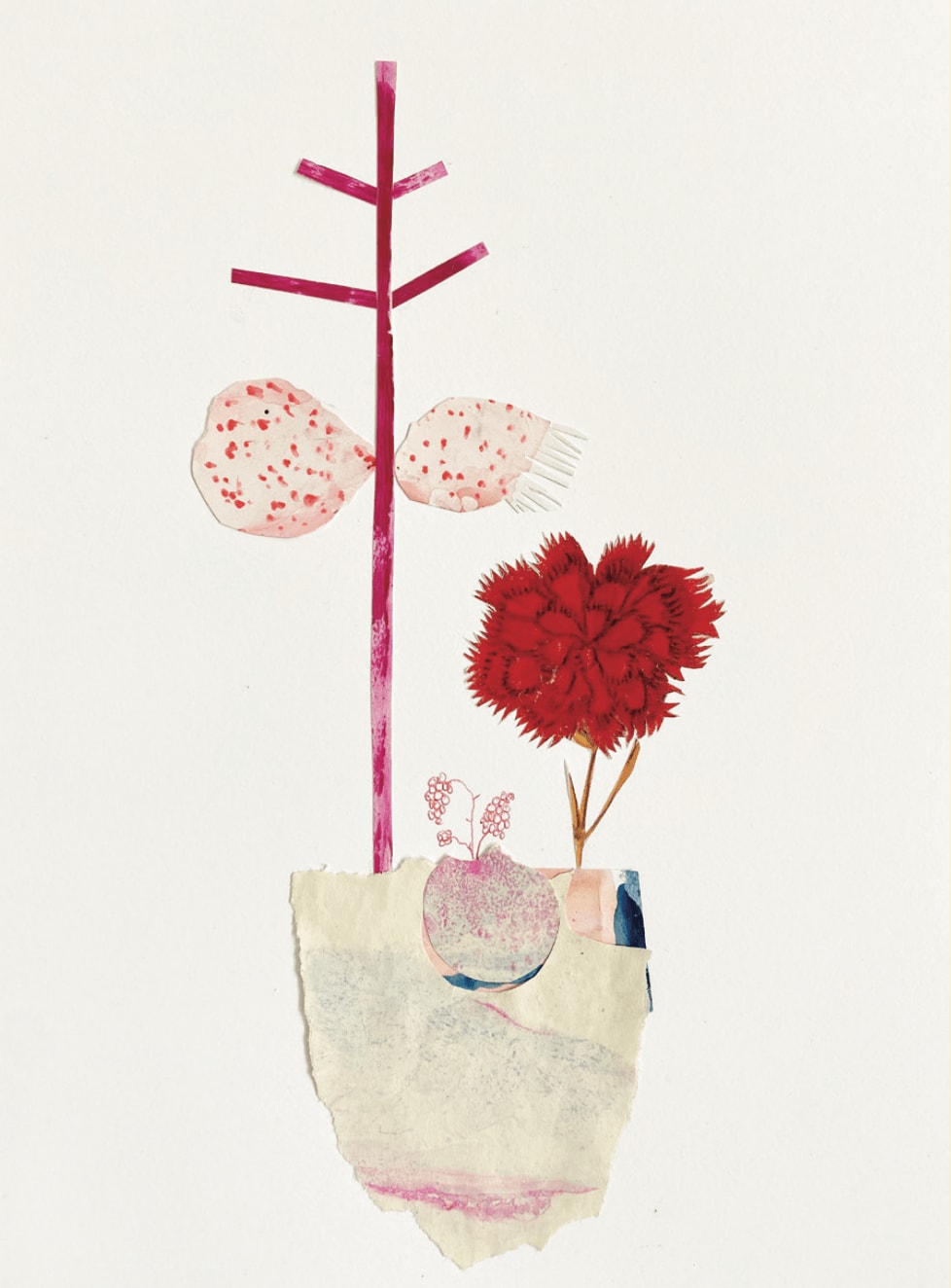 Blumen in Vase, Malerei, Alida Everts, Blumencollage, Blumenzeichnung, niederländische Künstlerin, Innenarchitektur Art Yi-Galerie Brüsseler Kunstgalerie
