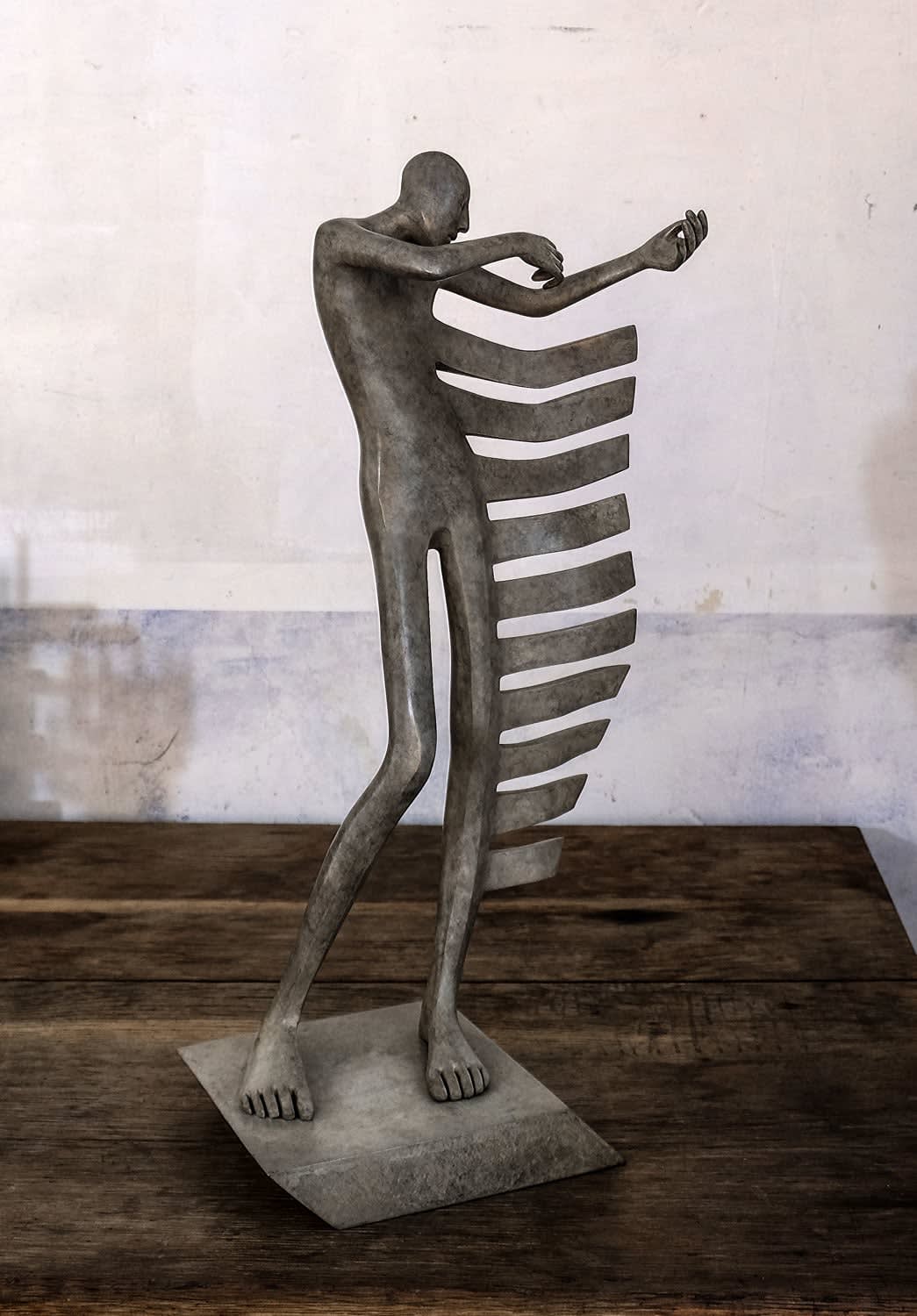 Isabel miramontes contemporary bronze sculpture abstract art musician sculpture rock my heart a musician playing violin