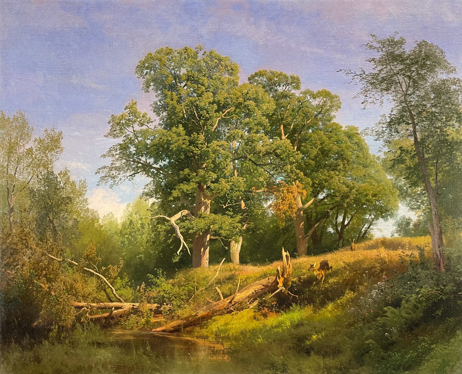 Hermann Herzog, Deer in a Wooded Landscape