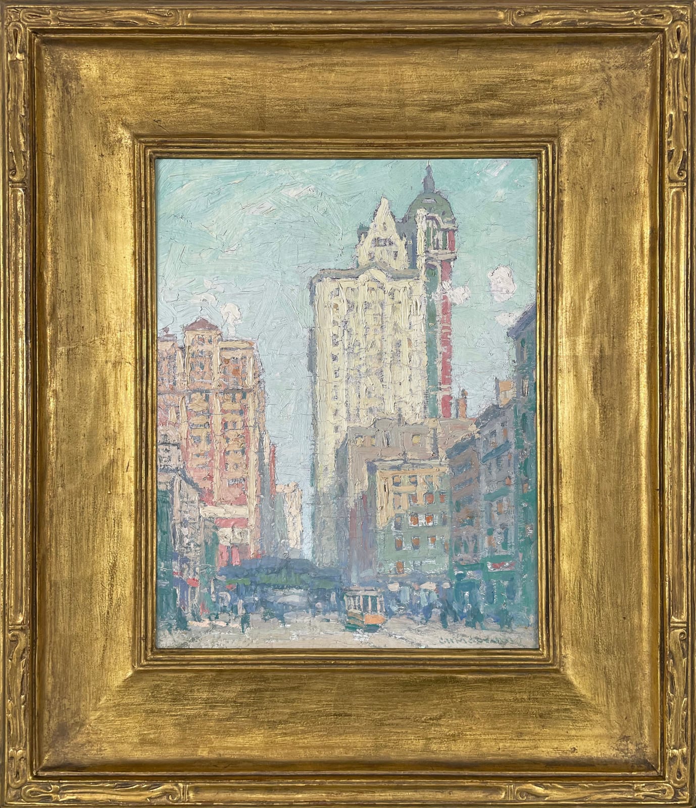 George Herbert Macrum, View of the City Investing Building and Singer Tower from Cortlandt Street, New York
