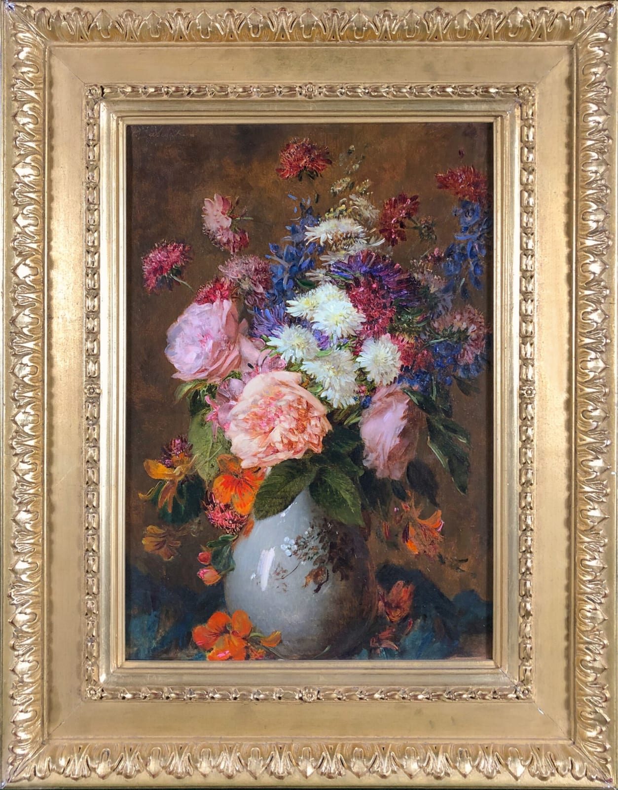 William Babcock, Roses and Chrysanthemums in a Vase, c. 1875