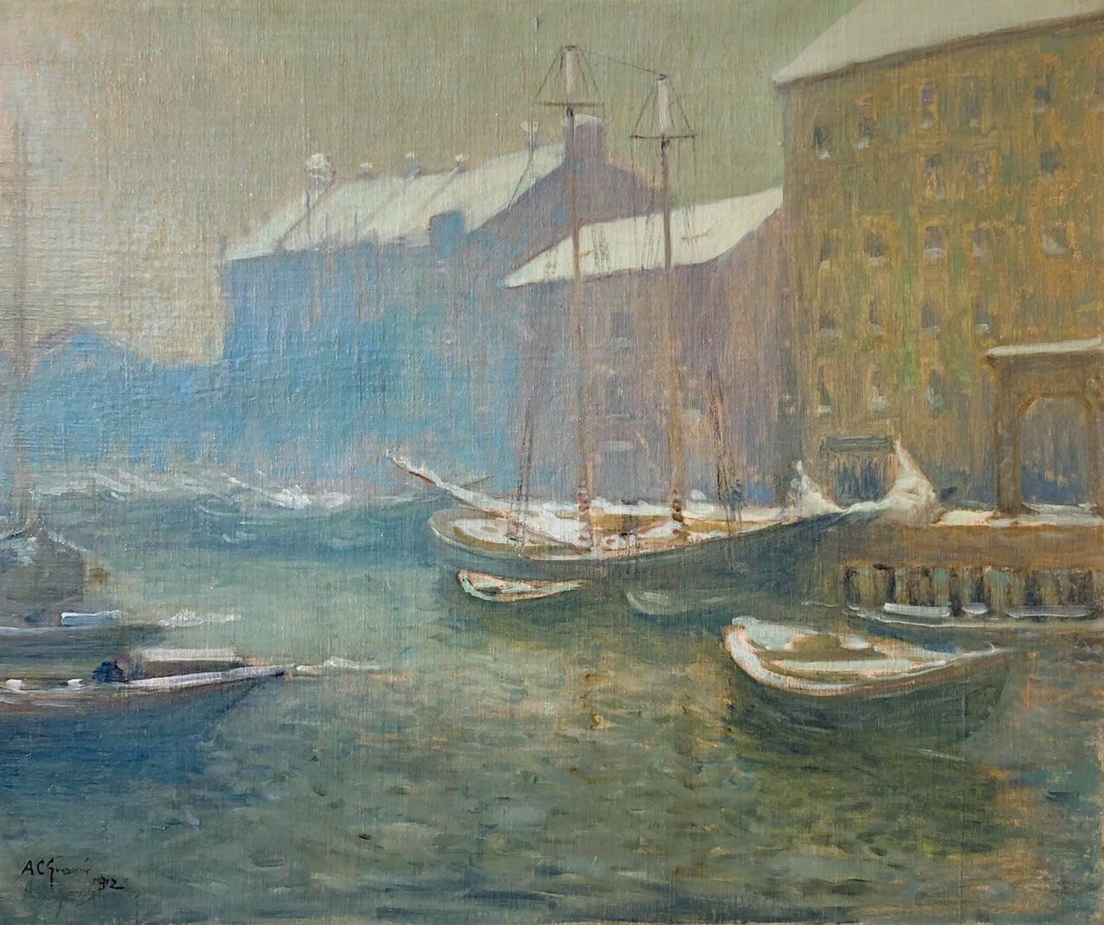 Arthur Clifton Goodwin, T-Wharf in Winter, 1912