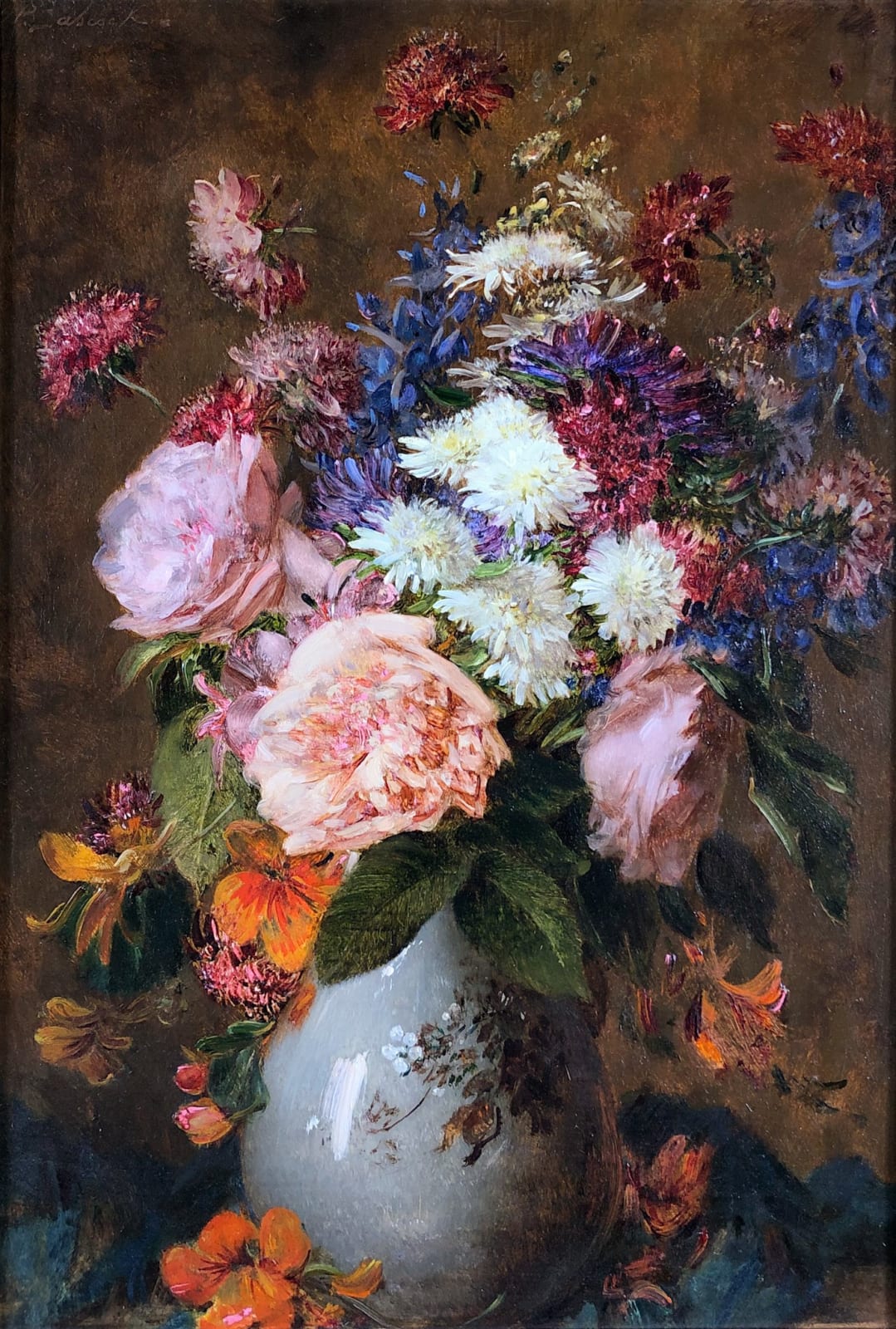 William Babcock, Roses and Chrysanthemums in a Vase, c. 1875