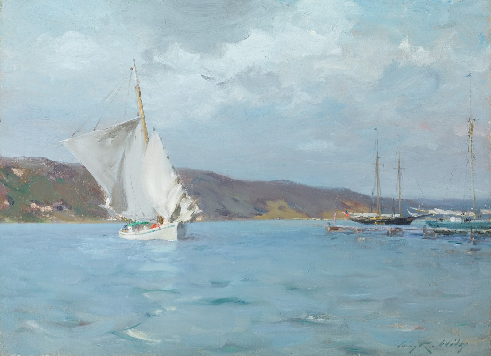 Irving Ramsey Wiles, The White Sloop (Peconic Bay), 1907