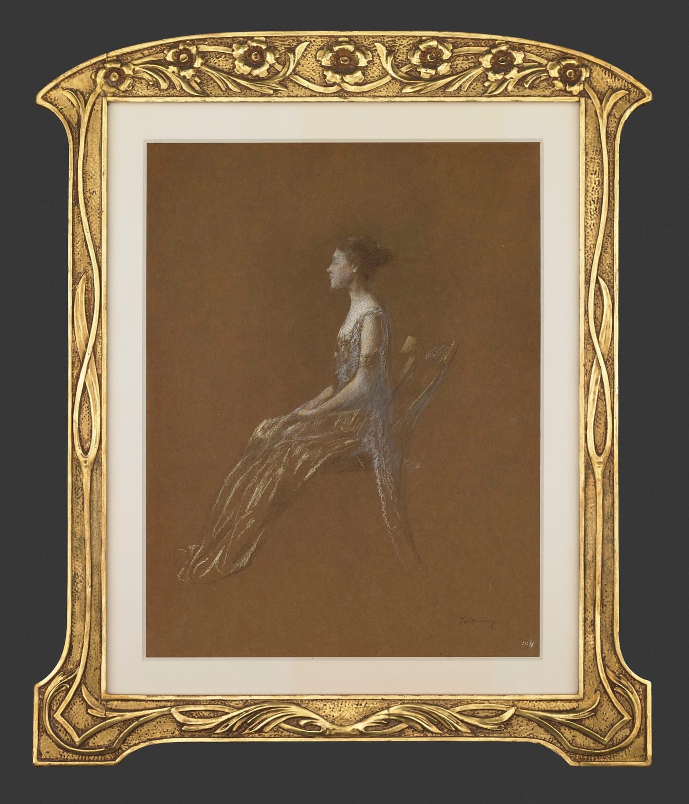 Thomas Wilmer Dewing, Seated Lady in a Yellow Dress, c. 1915–20