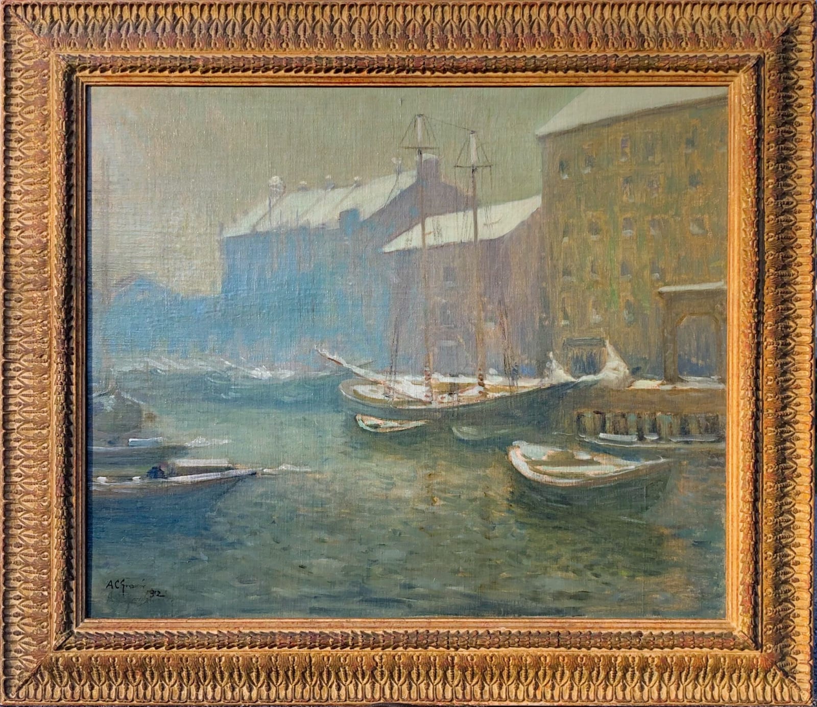 Arthur Clifton Goodwin, T-Wharf in Winter, 1912