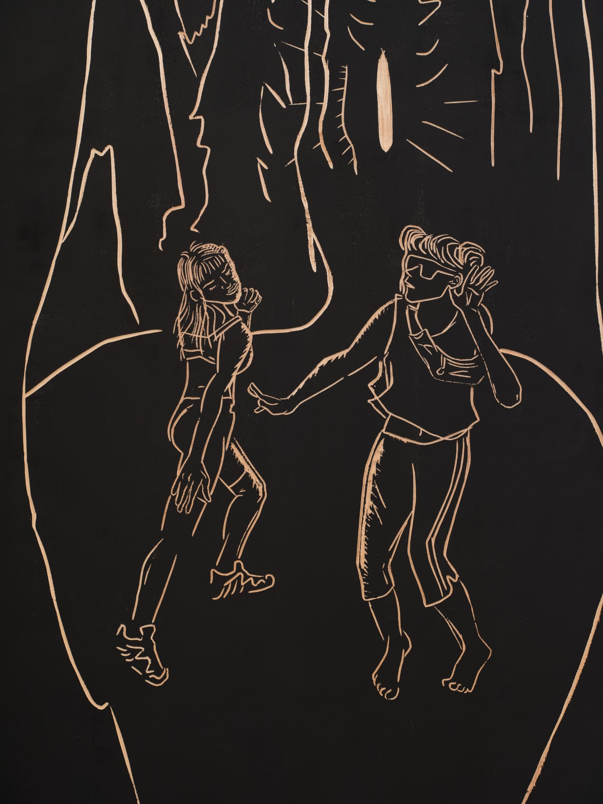 Jordan Rountree, Two Revelers Dance in the Woods II, 2025