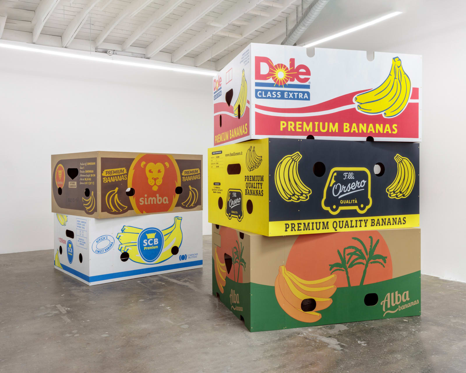 Jebila Okongwu, Five Banana Boxes, 2018