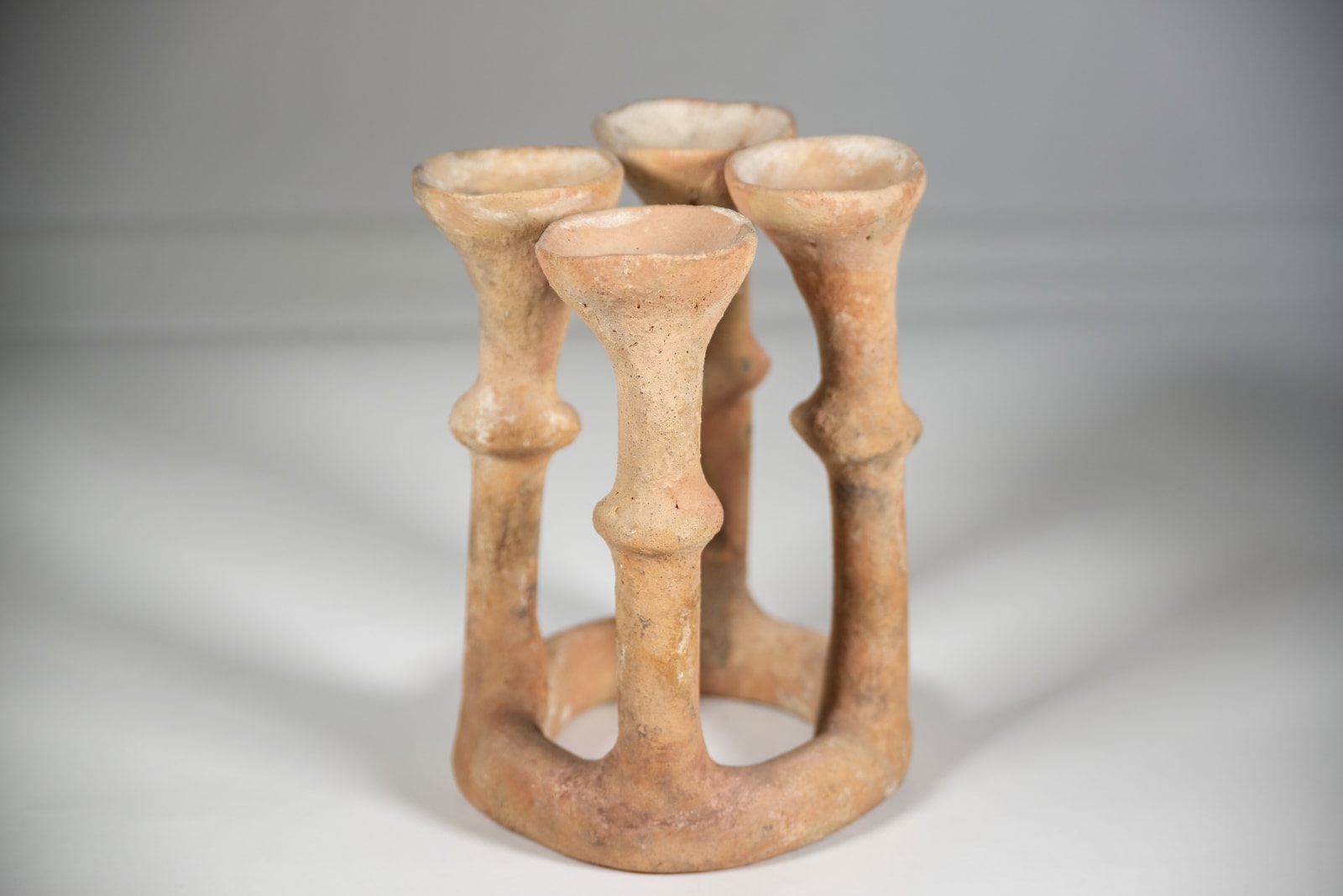An Early Rare Ceramic Chalcolithic Four Pillar Oil Lamp , Circa 3100 B.C.E.