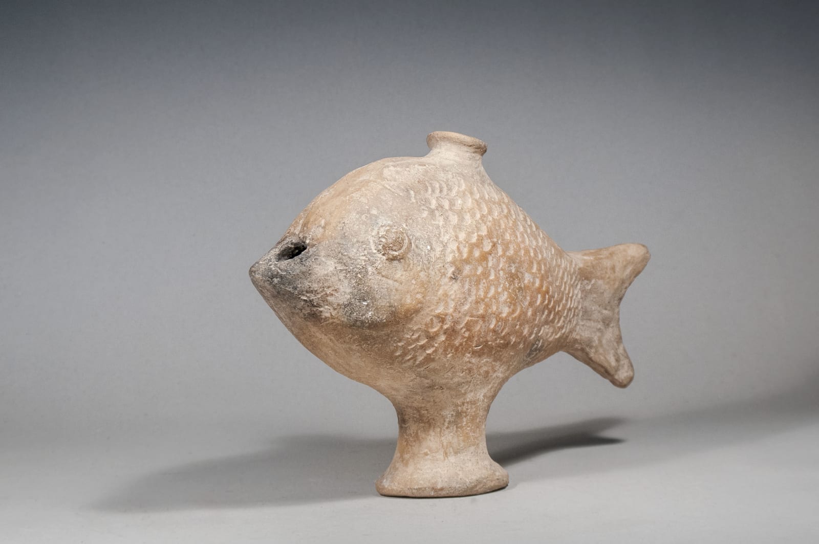 A Large Ceramic Fish Oil Lamp, Phoenician , Iron Age Period 1st. Millennium B.C.E.