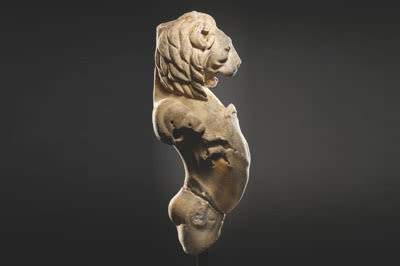 A Marble Trapezophoros Leg in the Form of a Lion, circa 100 A.D.
