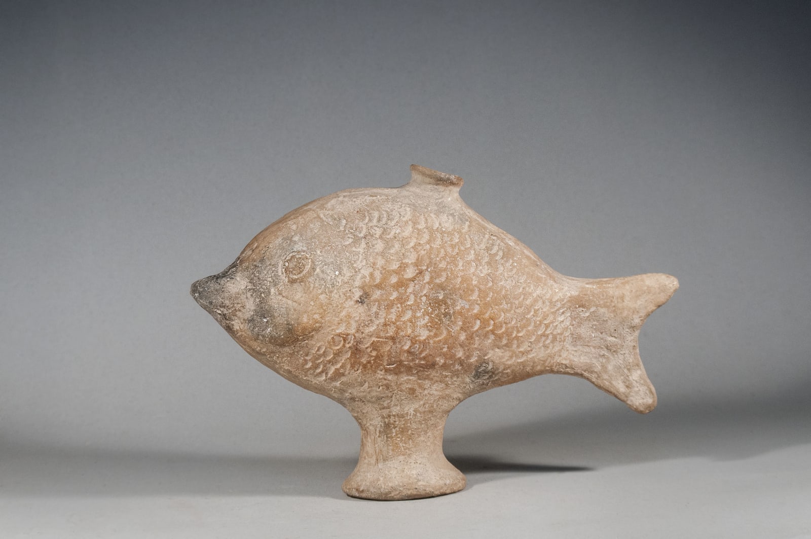 A Large Ceramic Fish Oil Lamp, Phoenician , Iron Age Period 1st. Millennium B.C.E.