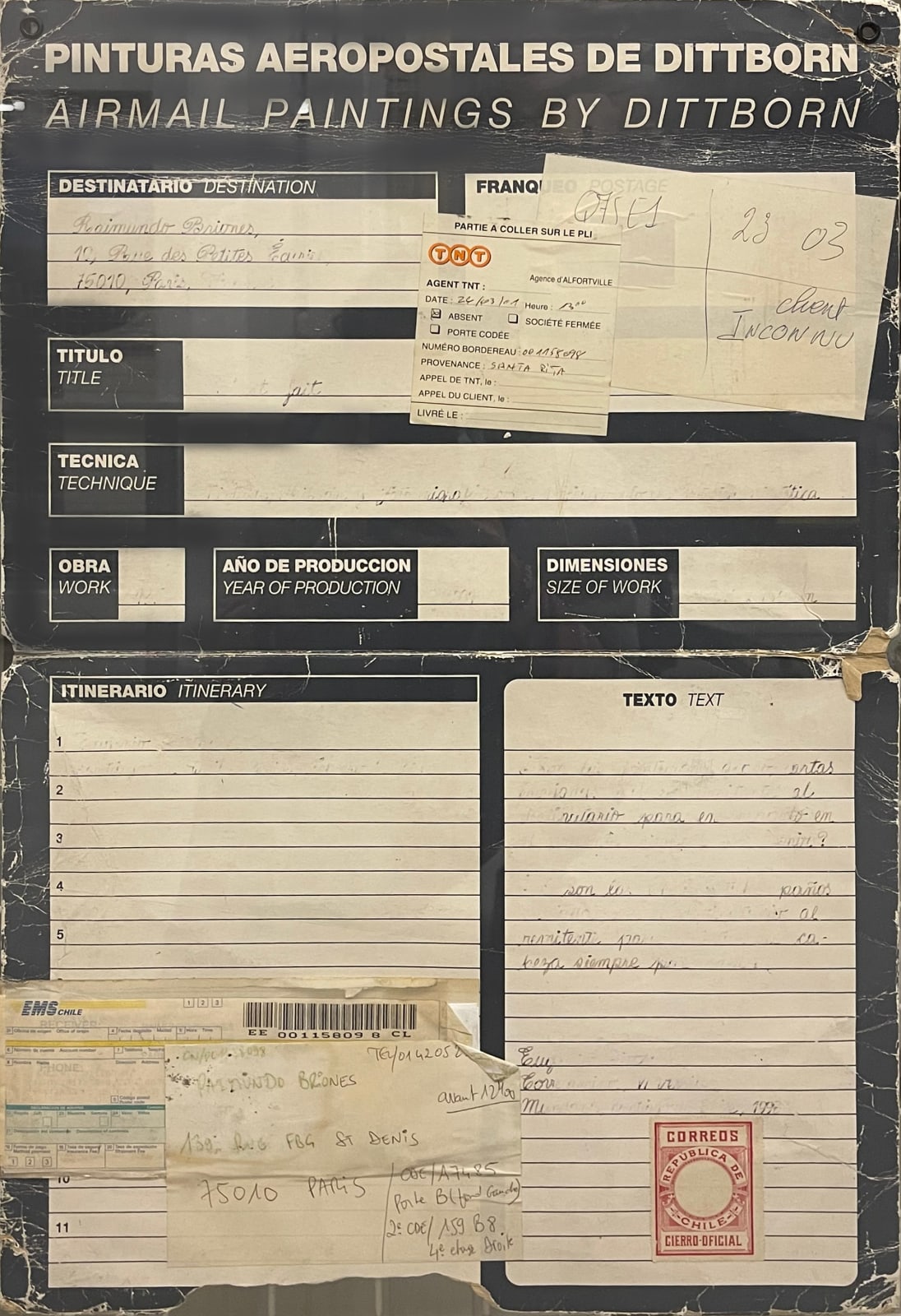 Eugenio Dittborn, L'est fait (Pinture aeropostal), 2001
