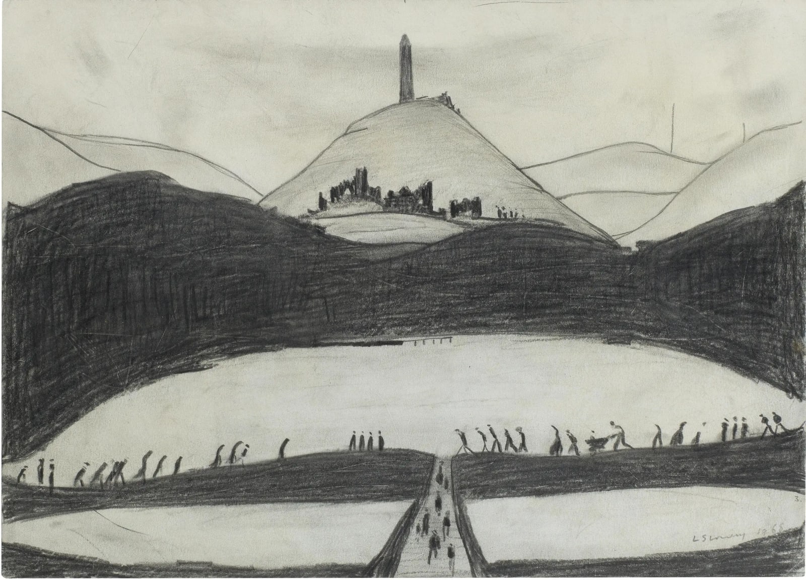 L.S. Lowry, Lake and Monument , 1968