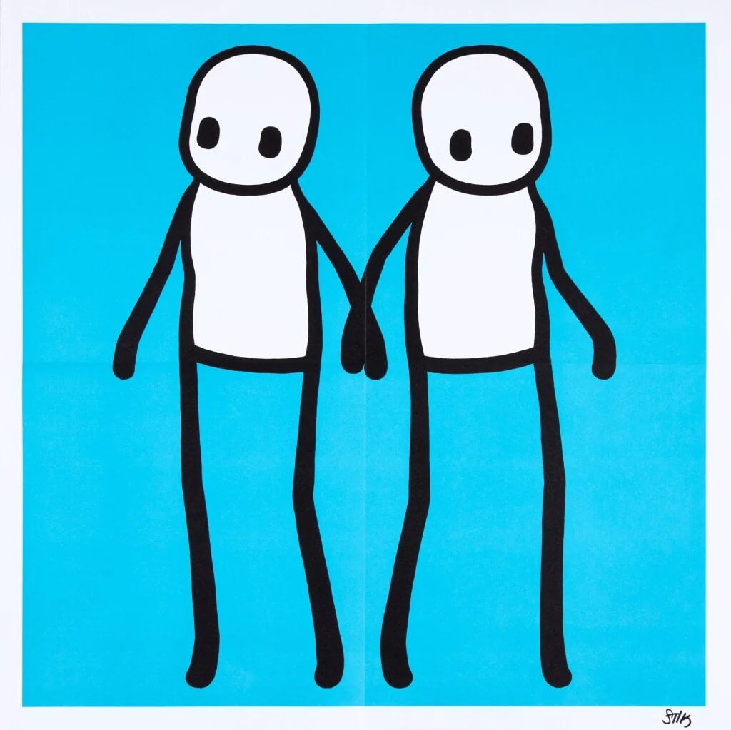 Stik, Holding Hands - blue (signed), 2020