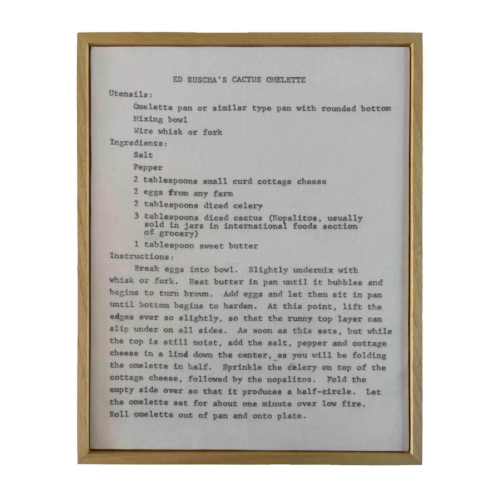 Ed Ruscha, Cactus Omelette, 2019