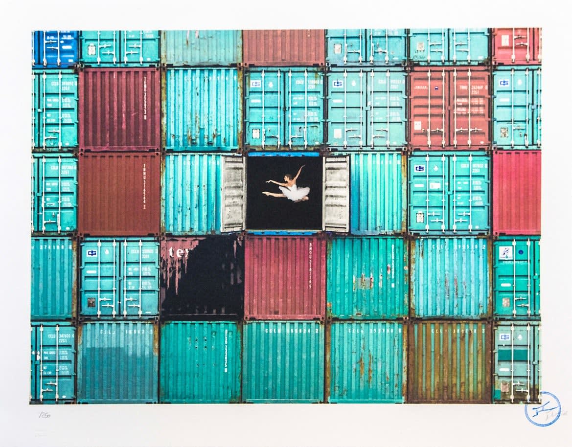 JR, The Ballerina Jumping In Containers, Le Havre, France, 2014