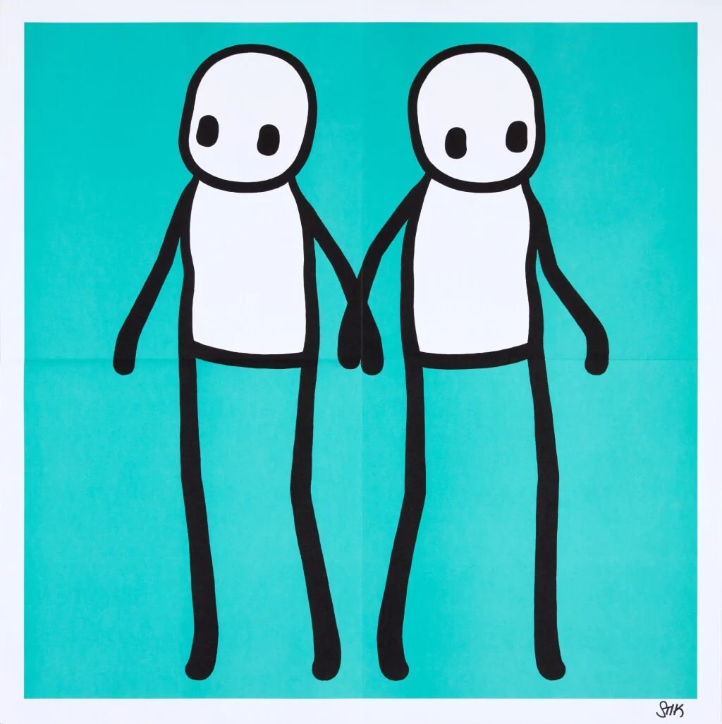 Stik, Holding Hands - teal (signed), 2020