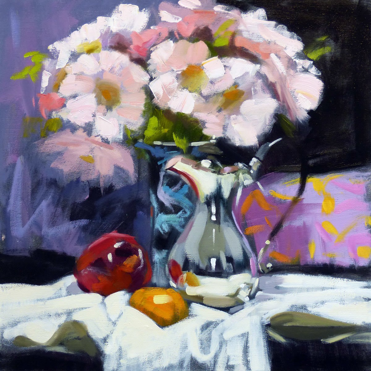 Jack Morrocco, Rosa Floribunda and Silver Pot