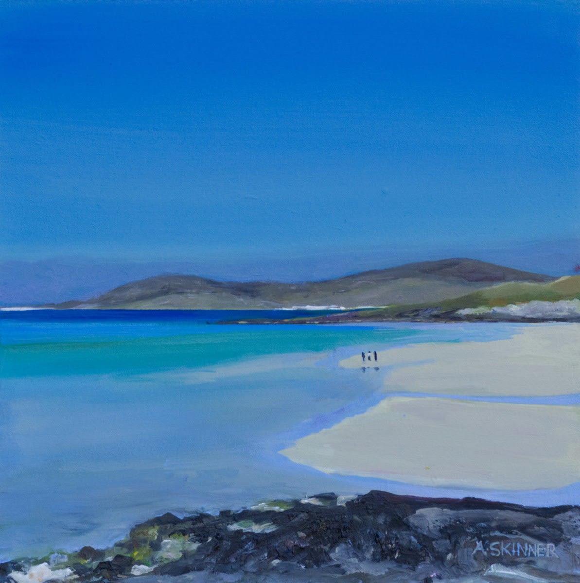 Anne Skinner, Walkers on the Beach, Isle of Harris