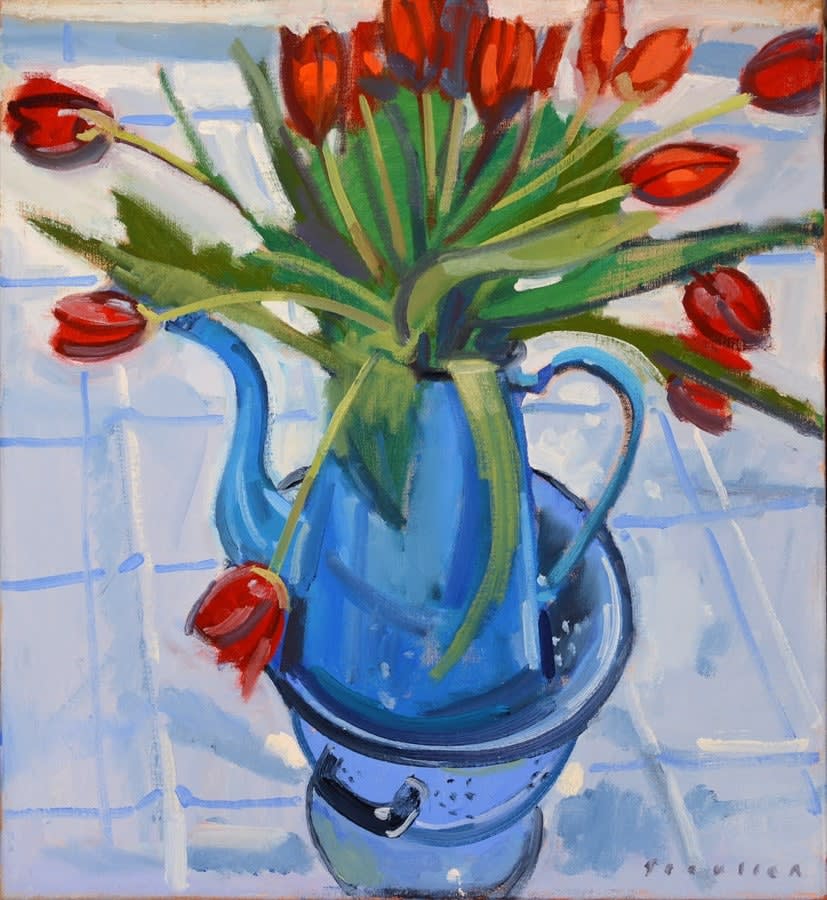 Glen Scouller RSW RGI, Tulips in a French Coffee Pot