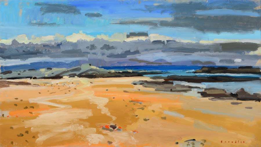 Glen Scouller RSW RGI, Clouds over Jura from Balnahard Beach, Colonsay
