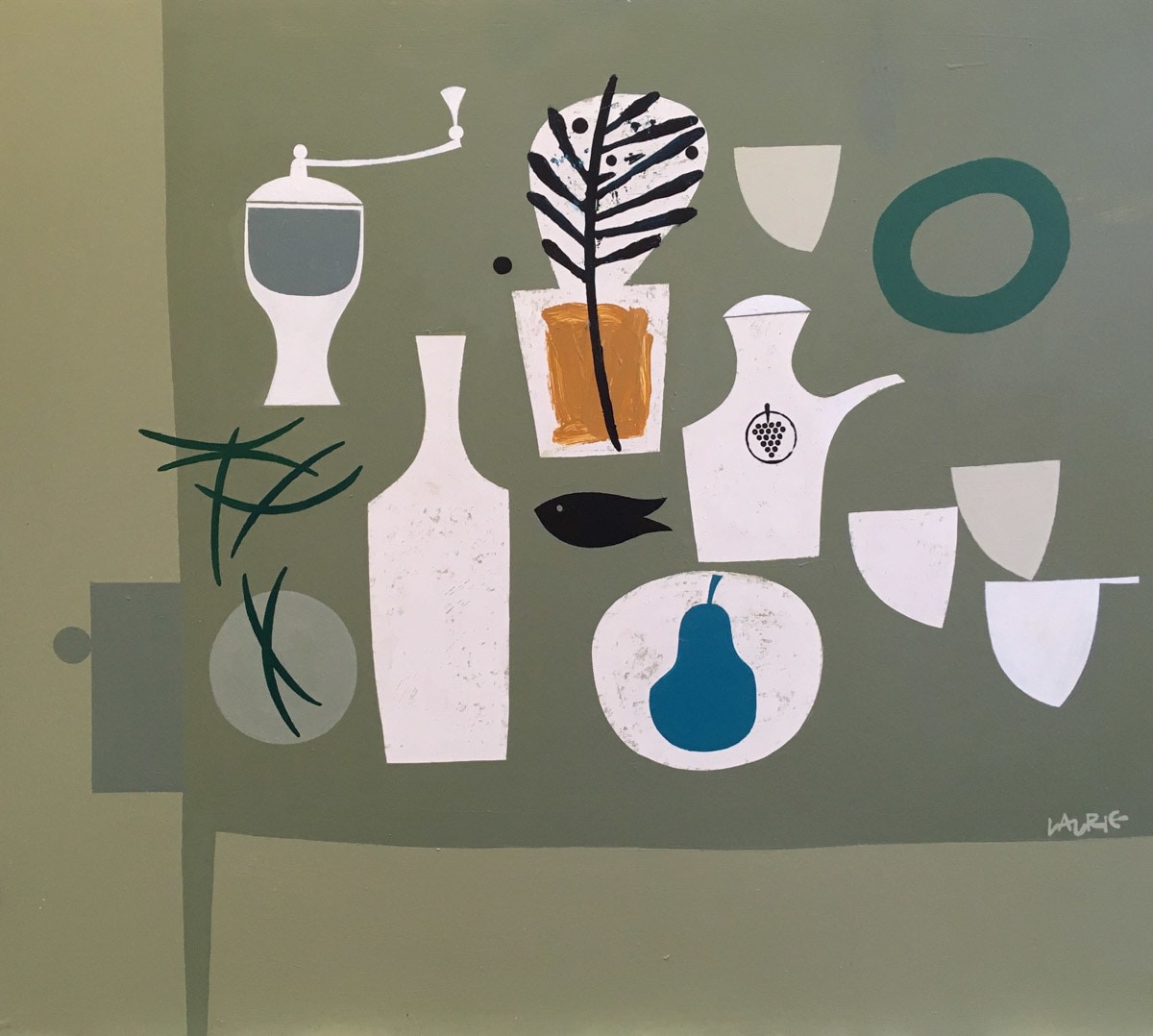 Simon Laurie RSW RGI, Blue Pear, Fish and Wine