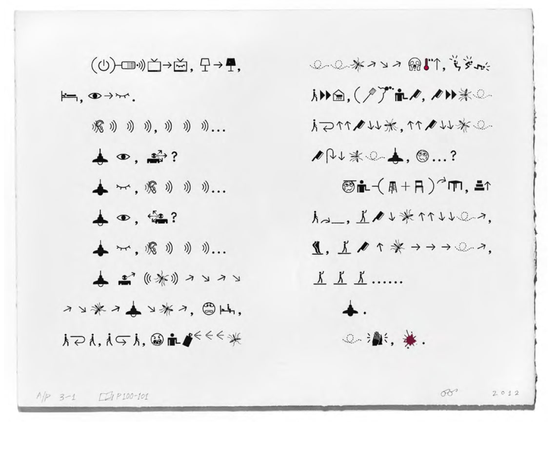 Xu Bing 徐冰, Book from the Ground page 100-101 地书第100-101页, 2012