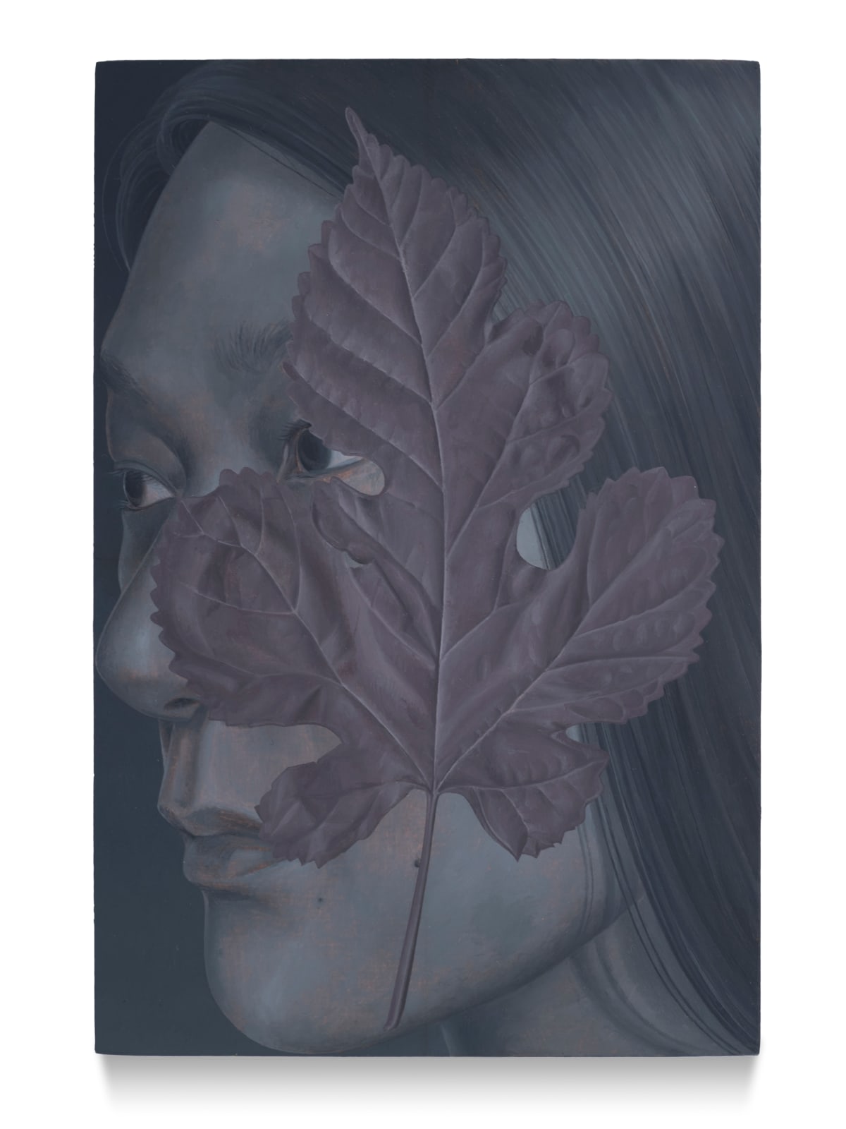 Olivia Jia 奥利维亚·贾, Self portrait with mulberry leaf 自画像与桑叶, 2025