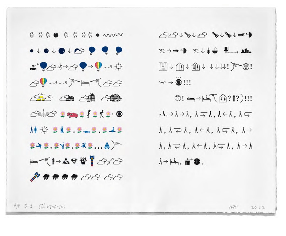 Xu Bing 徐冰, Book from the Ground page 地书第106-107页 , 2012