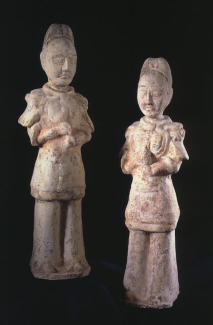 Pair of Tang Sculptures of Attendants, 618 CE - 907 CE