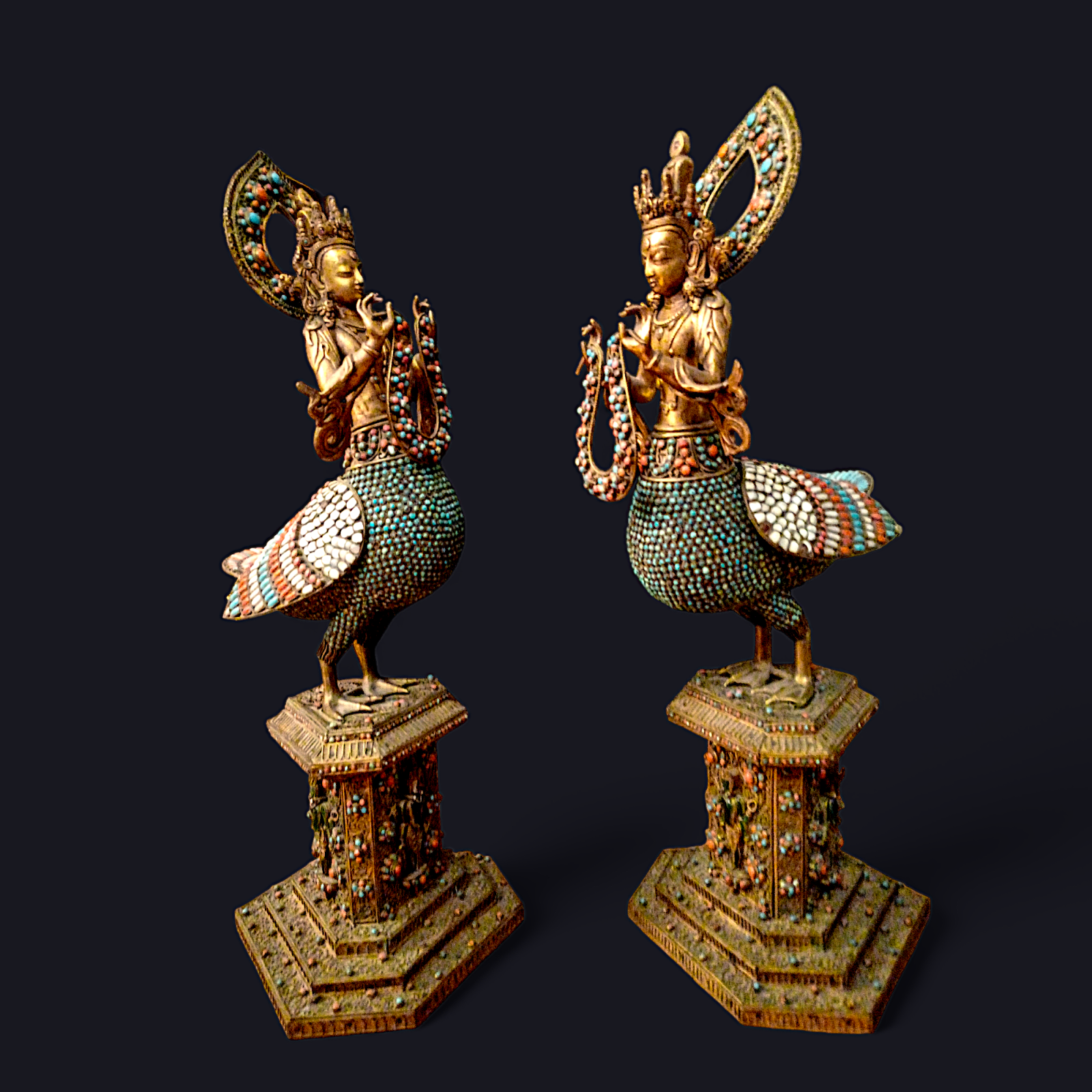Pair of Sino-Tibetan Figures, depicting either Mahamayuri or Miamachi, Eighteenth to Nineteenth Century AD
