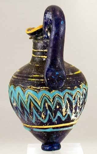 Dark Blue Glass Trefoil Oinochoe, 600 BCE - 300 CE