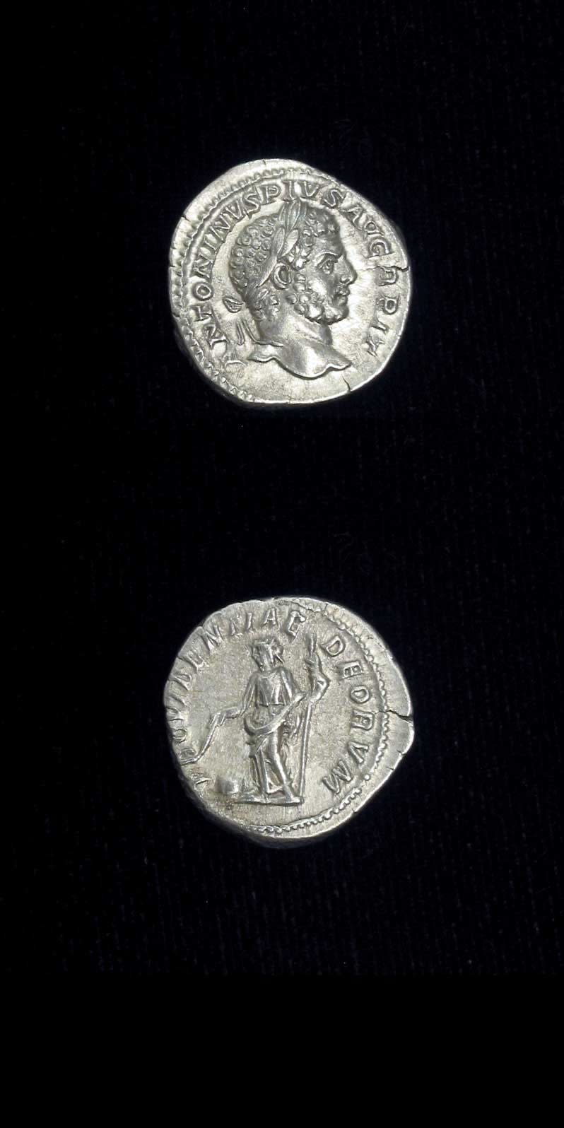 Silver Denarius of Emperor Caracalla, 210 CE - 213 CE
