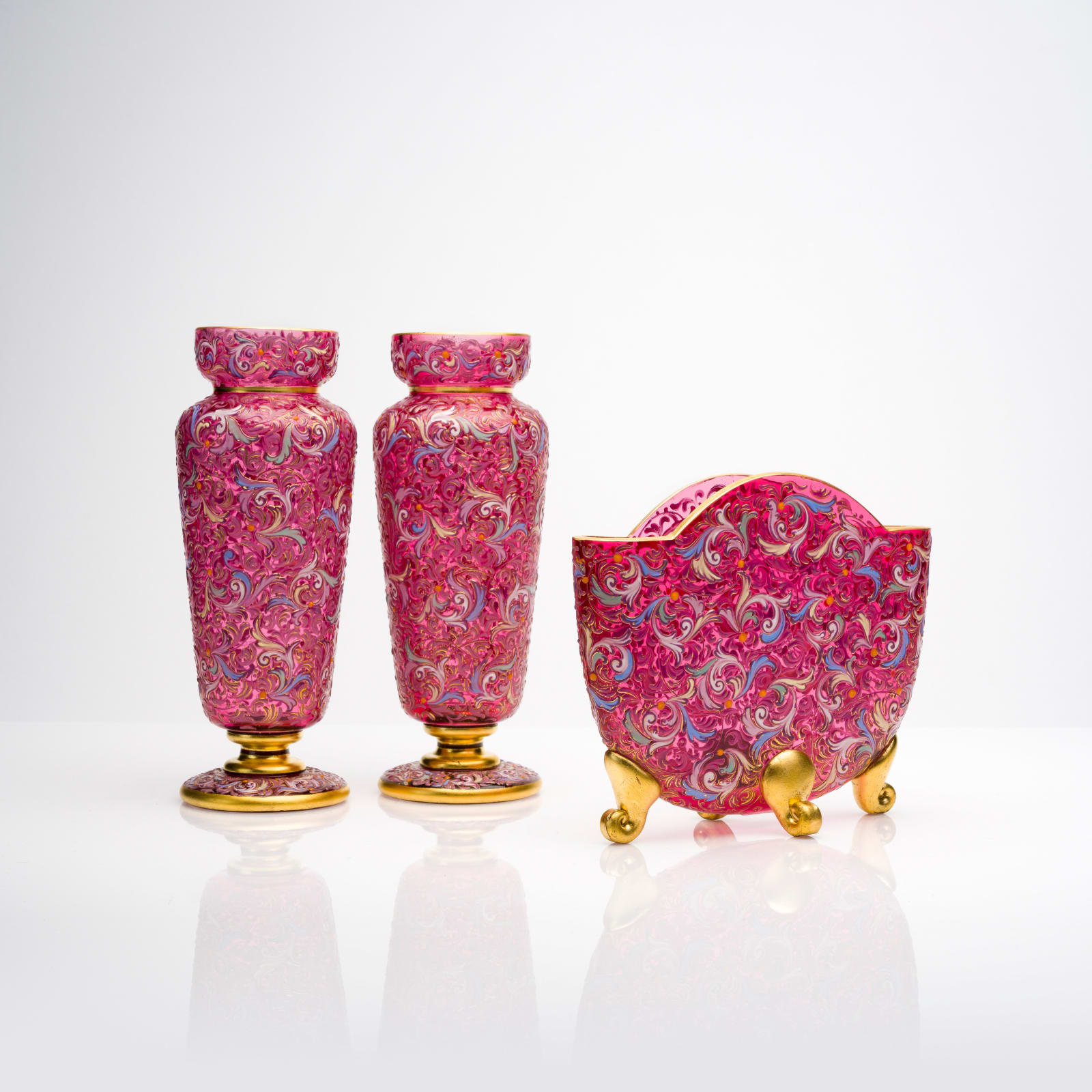 A Set of Moser Vases, 19th Century