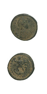 Bronze Coin of Emperor Theodosius I, 379 CE - 395 CE