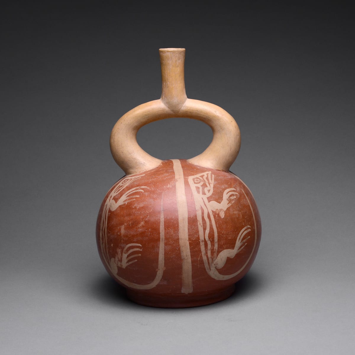 Moche Stirrup Vessel with Four Lizards, 1 CE - 200 CE