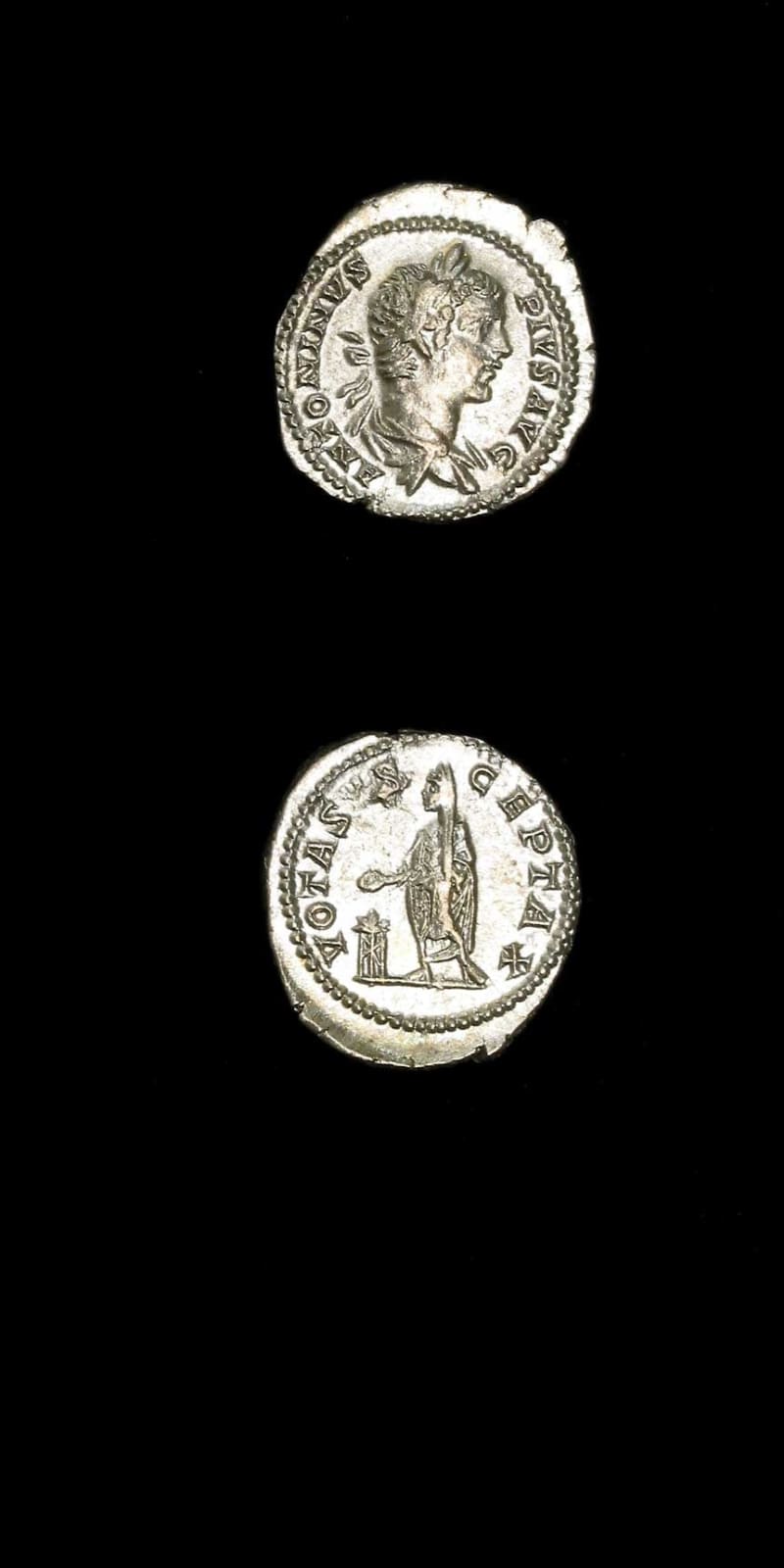 Silver Denarius of Emperor Caracalla, 200 CE - 210 CE