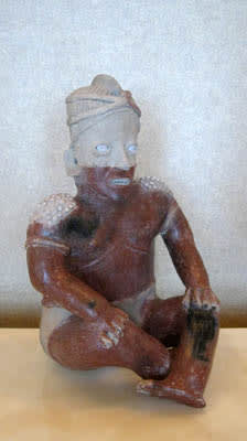 Ameca-Ezatlán Style Jalisco Sculpture of a Seated Man, 300 BCE - 300 CE