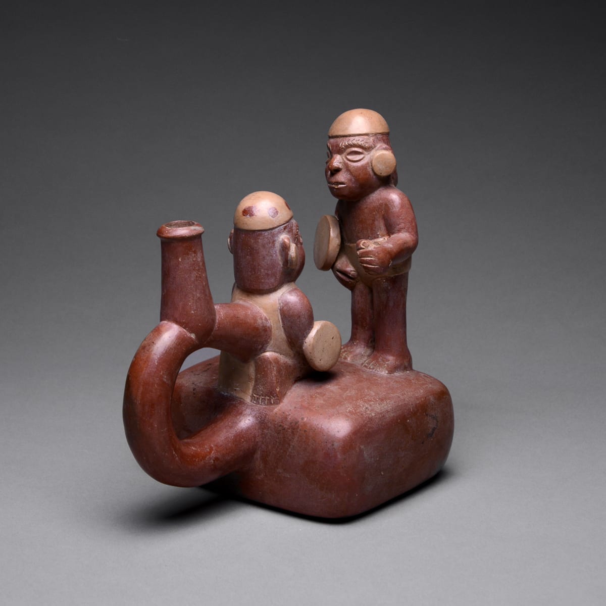 Moche Stirrup Vessel Depicting Two Warriors, 1 CE - 400 CE