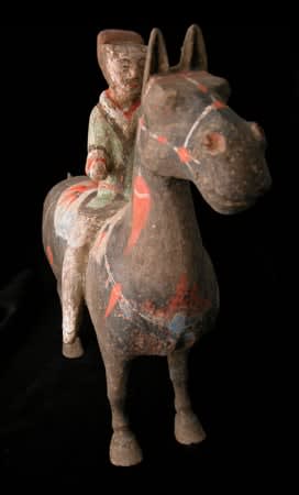 Han Polychrome Horse and Rider, 206 BCE - 220 CE