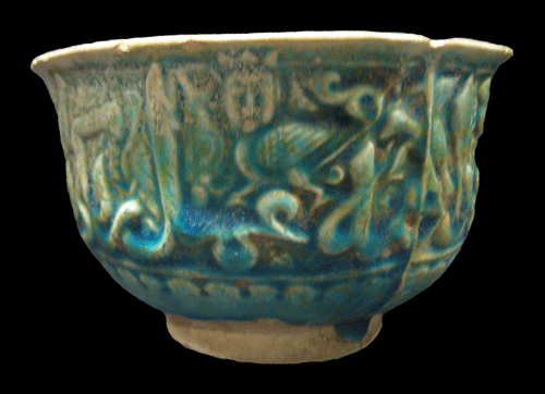 Turquoise Glazed Bowl with Inscriptions, 1100 CE - 1300 CE