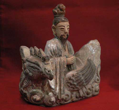 Glazed Pottery Figurine of a Daoist Immortal on a Phoenix, 1368 CE - 1644 CE