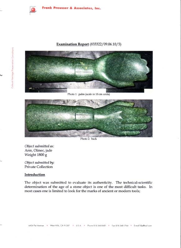 Olmec Jade Arm, 1200 BCE - 500 BCE