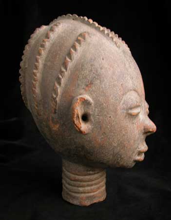 Asante Terracotta Funerary Head, 17th Century CE - 19th Century CE