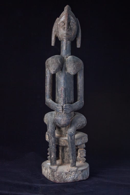 Dogon Bombou-Toro Wooden Sculpture of a Seated Woman, 19th Century CE - 20th Century CE