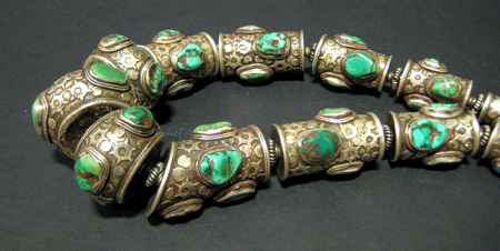 Turquoise Inlaid Silver Necklace, 1800 CE - 1900 CE