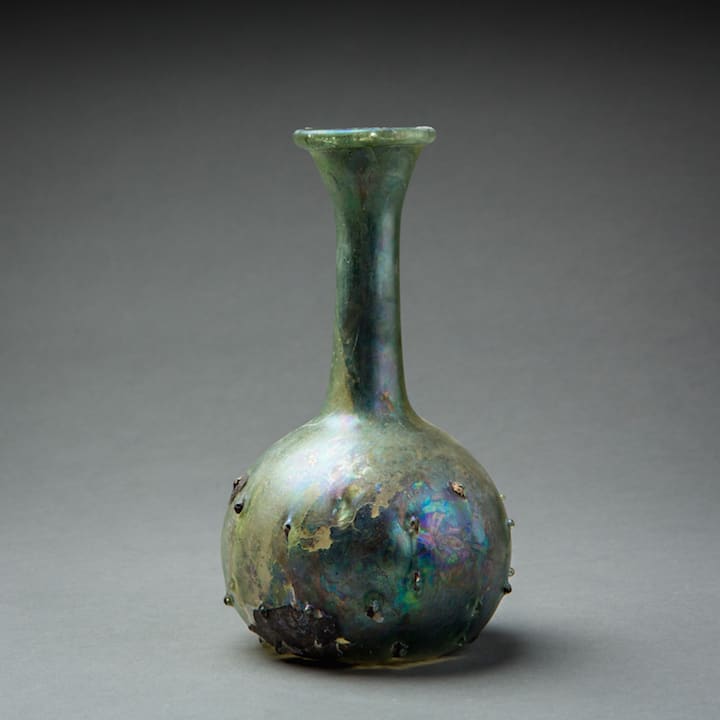 Roman Glass Flask, 1st Century CE - 3rd Century CE