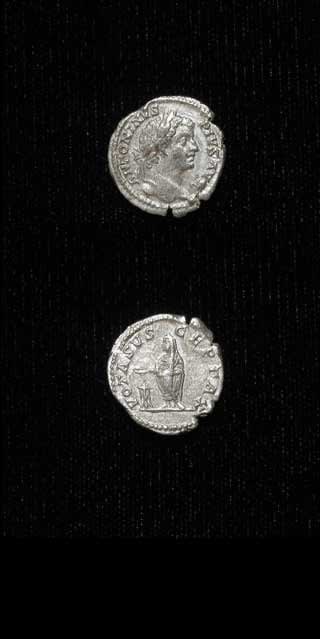 Silver Denarius of Emperor Caracalla, 200 CE - 210 CE