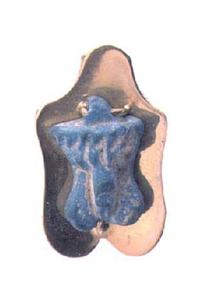 Faience Phallic Amulet in a Gold Pendant, 900 BCE - 300 CE